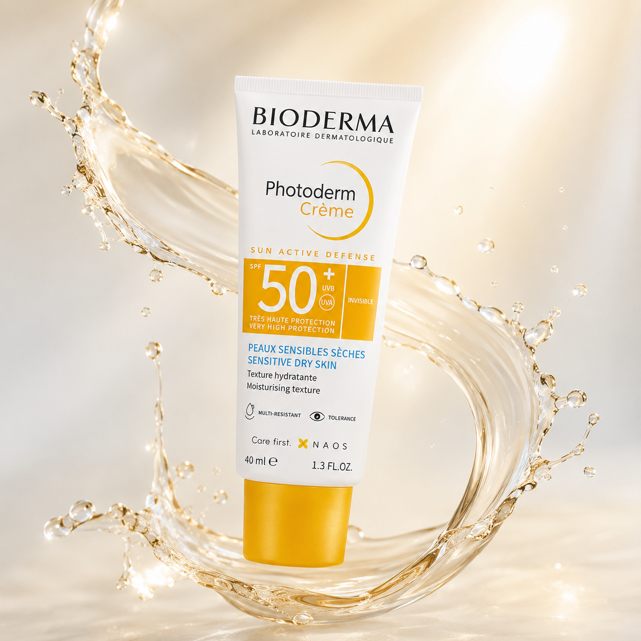 BIODERMA Photoderm Crème SPF 50+ Invisible sunscreen cream 40ml for sensitive dry skin with very high UVA and UVB protection.