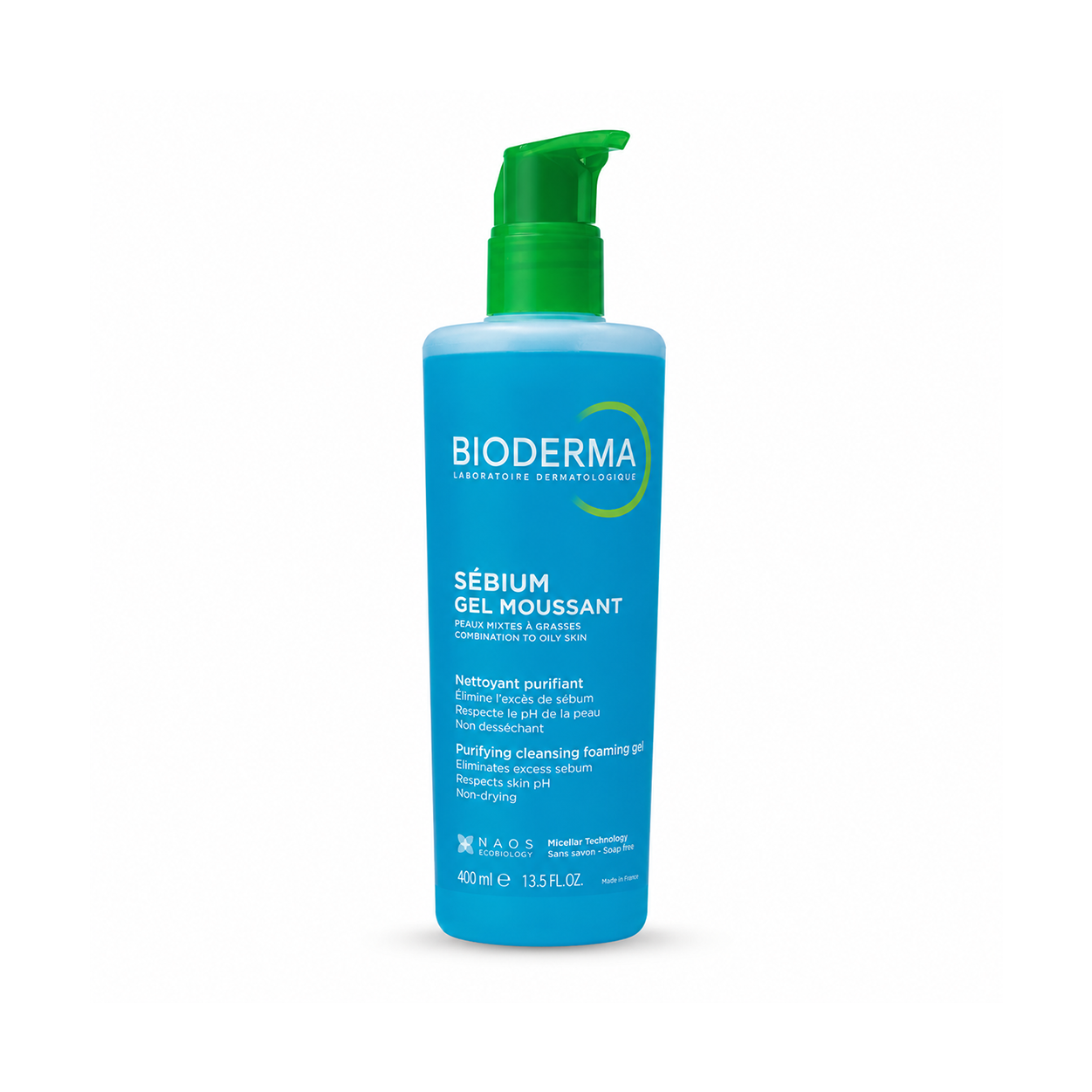 BIODERMA Sébium Gel Moussant Purifying Foaming Cleanser 400ml for oily and combination skin with gentle oil control cleansing