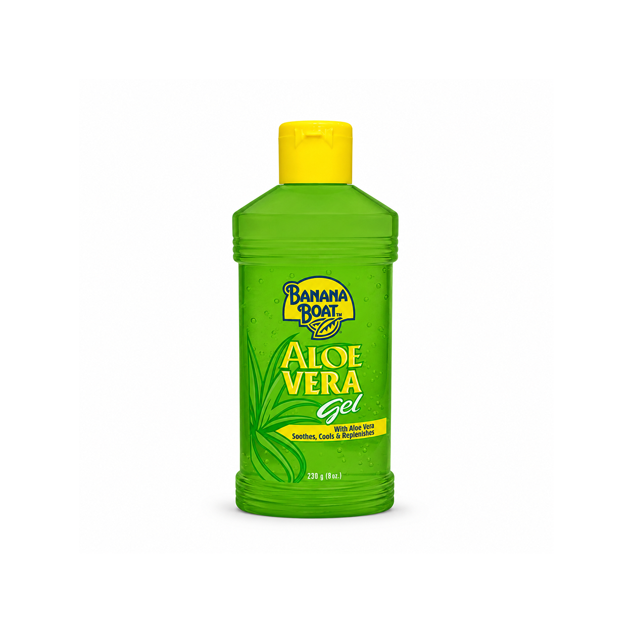 Banana Boat Aloe Vera Gel After Sun Gel 230g bottle providing instant cooling relief and moisture for sun-exposed dry skin.