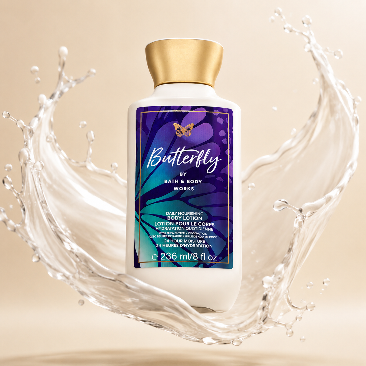 Bath & Body Works Butterfly Daily Nourishing Body Lotion 236ml body lotion with shea butter and coconut oil for long-lasting hydration and softer skin.