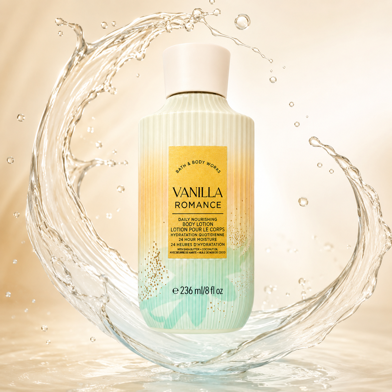 Bath & Body Works Vanilla Romance Daily Nourishing Body Lotion 236ml body lotion with shea butter and coconut oil for long-lasting hydration and soft skin.