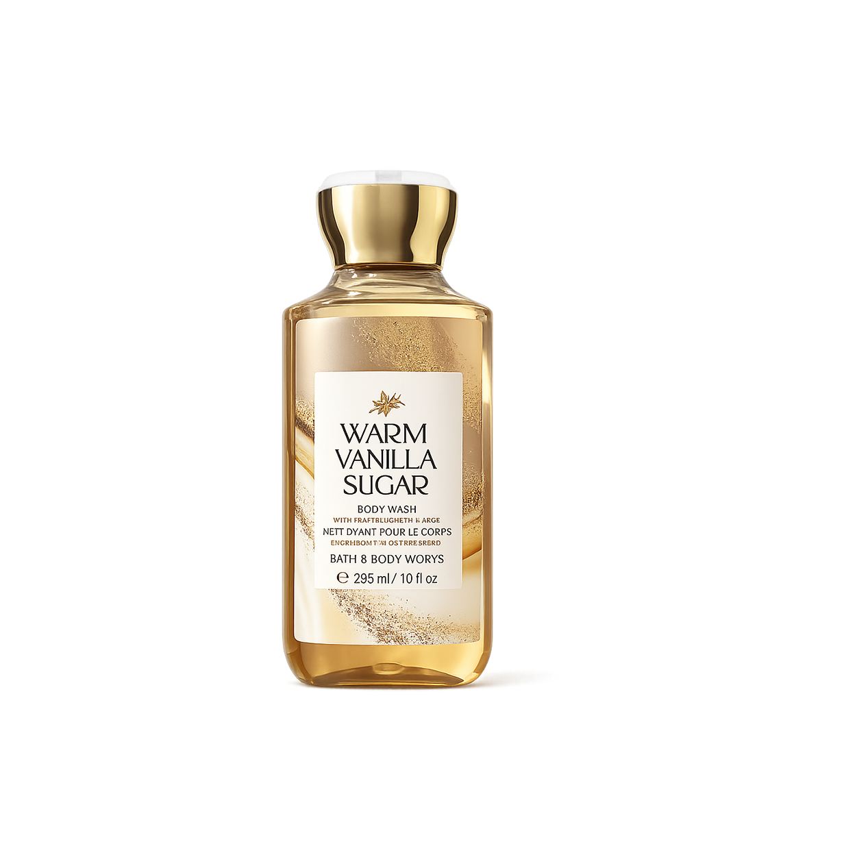 Bath & Body Works Warm Vanilla Sugar Body Wash 295ml with Pro-Vitamin B5 and Aloe, nourishing body wash for soft, smooth skin.