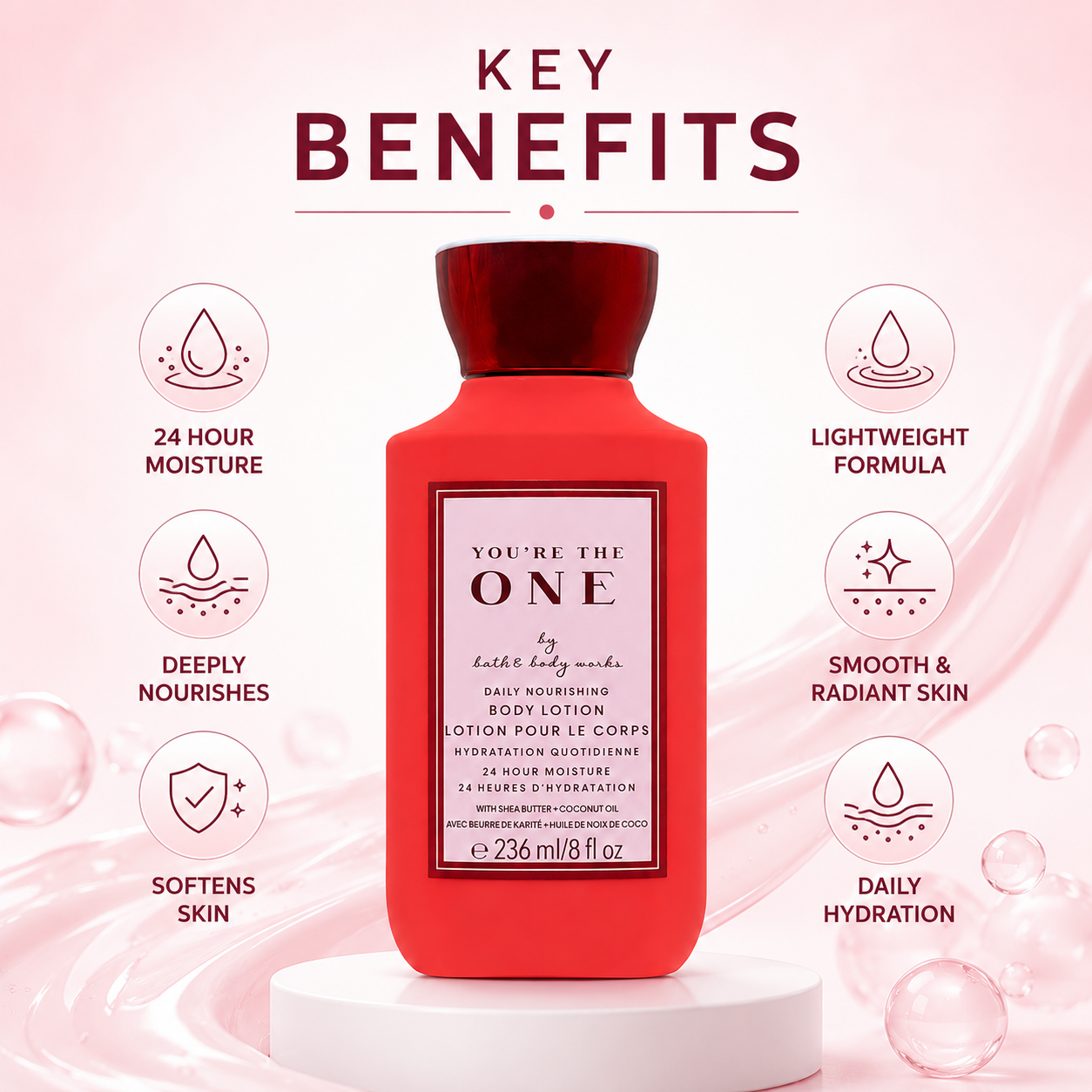 Bath & Body Works You're The One Daily Nourishing Body Lotion 236ml providing 24-hour moisture for soft, nourished skin.