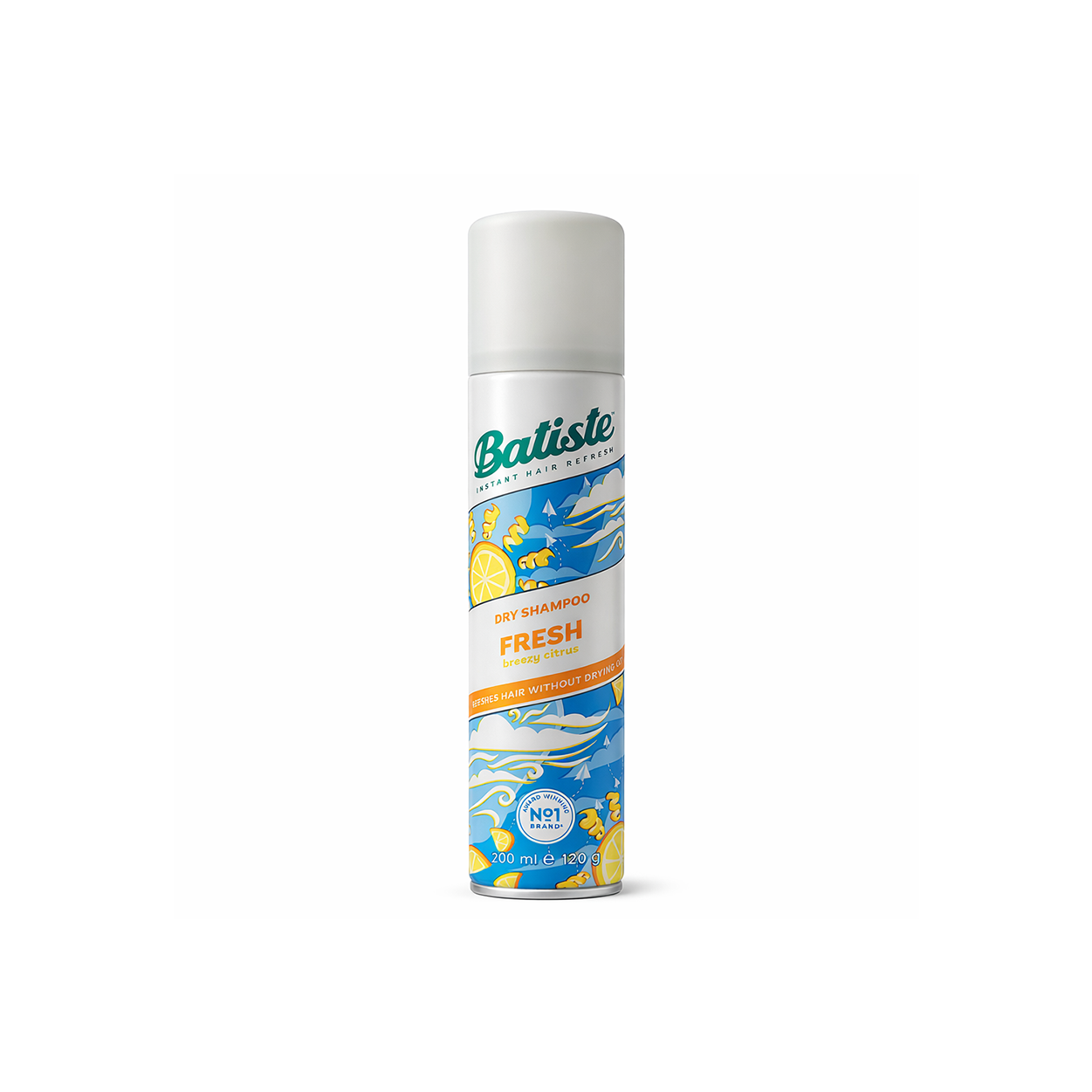 Batiste Dry Shampoo Fresh Breezy Citrus 200ml spray for instant oil absorption and hair refresh without water