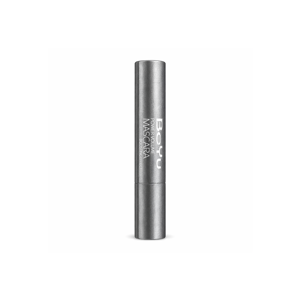 BeYu Power Volume Mascara volumizing mascara tube for fuller lashes, metallic silver packaging, boosting lash volume effect