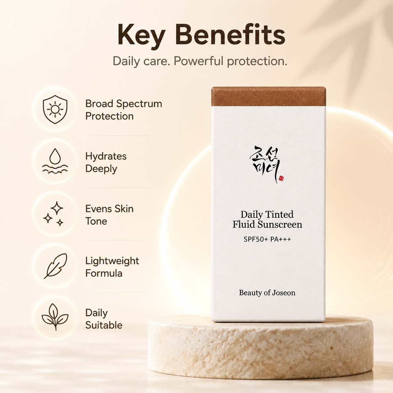 Beauty of Joseon Daily Tinted Fluid Sunscreen SPF50+ PA+++ 50ml tinted facial sunscreen for daily UV protection