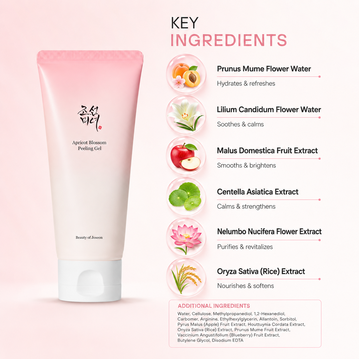 Beauty of Joseon Apricot Blossom Peeling Gel 100ml face exfoliator that gently removes dead skin cells for smoother, radiant skin.