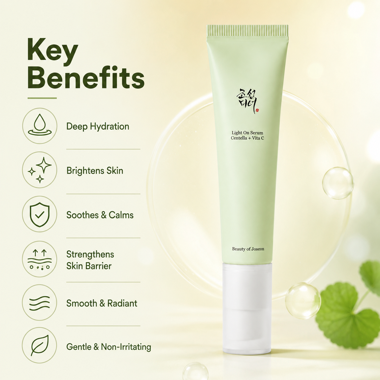 Beauty of Joseon Light On Serum Centella + Vita C 30ml vitamin C serum for brightening uneven skin tone and post-acne marks.