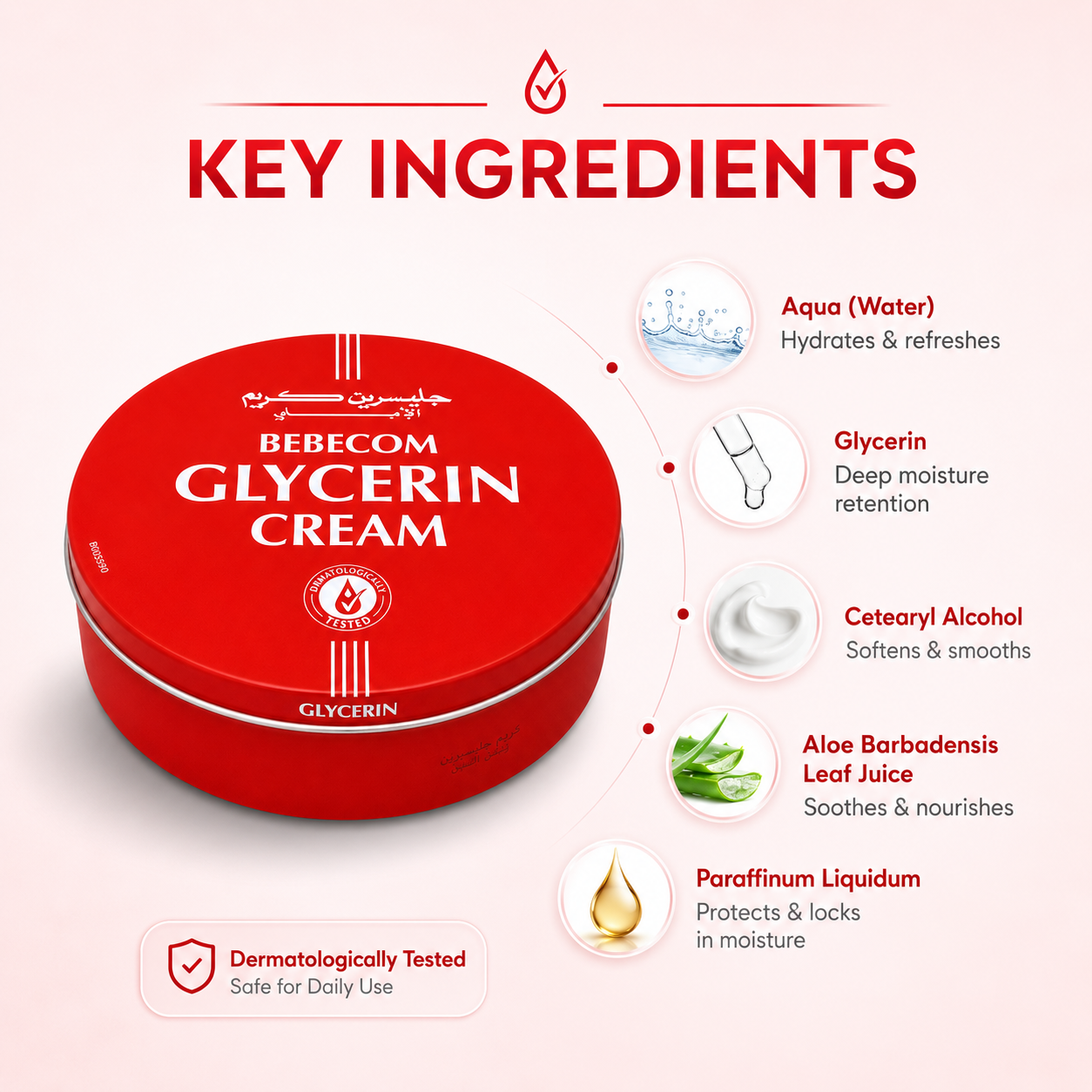 Bebecom Glycerin Cream 250ml moisturizing body cream for dry and flaky skin with glycerin for deep hydration and skin comfort.