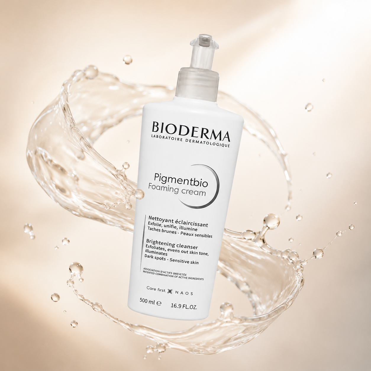 Bioderma Pigmentbio Foaming Cream Brightening Cleanser 500ml for sensitive skin, helping reduce dark spots and improve skin radiance.