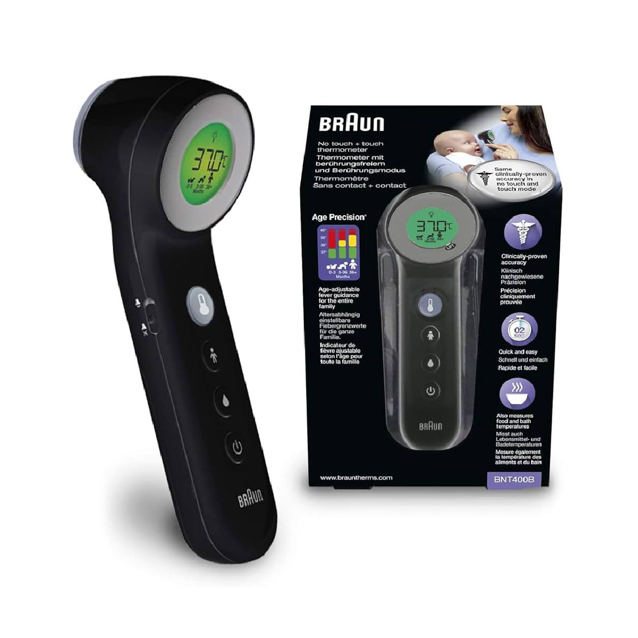Braun No Touch  Thrmtr Blk Bnt400B