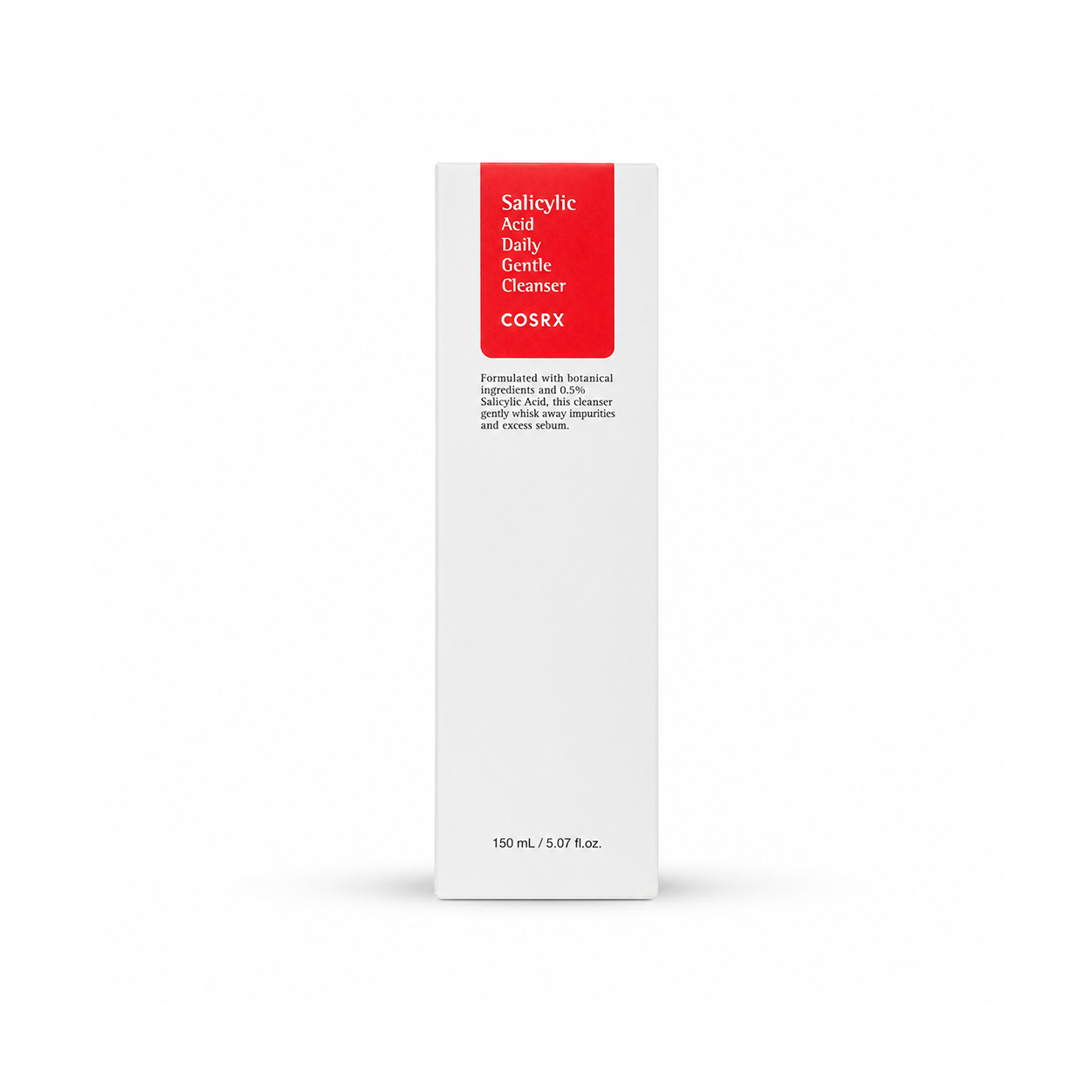 COSRX Salicylic Acid Daily Gentle Cleanser 150ml facial cleanser tube for daily pore cleansing, oil control, and acne-prone skin care.