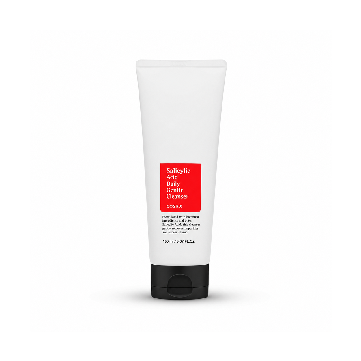 COSRX Salicylic Acid Daily Gentle Cleanser 150ml facial cleanser tube for daily pore cleansing, oil control, and acne-prone skin care.