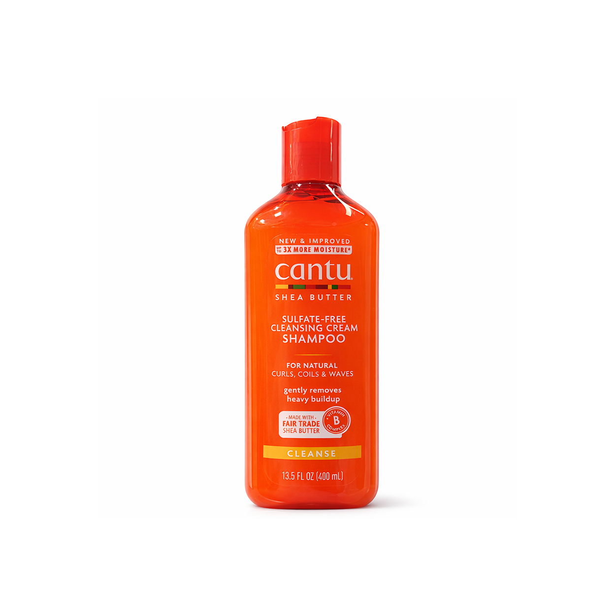 Cantu Shea Butter Sulfate-Free Cleansing Cream Shampoo 400ml bottle for curly hair, gently removes buildup and hydrates dry hair