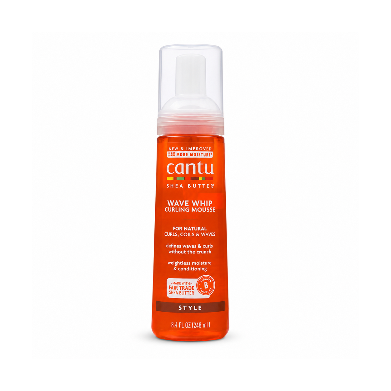 Cantu Shea Butter Wave Whip Curling Mousse 248ml for natural curls and waves with lightweight frizz control and soft hold