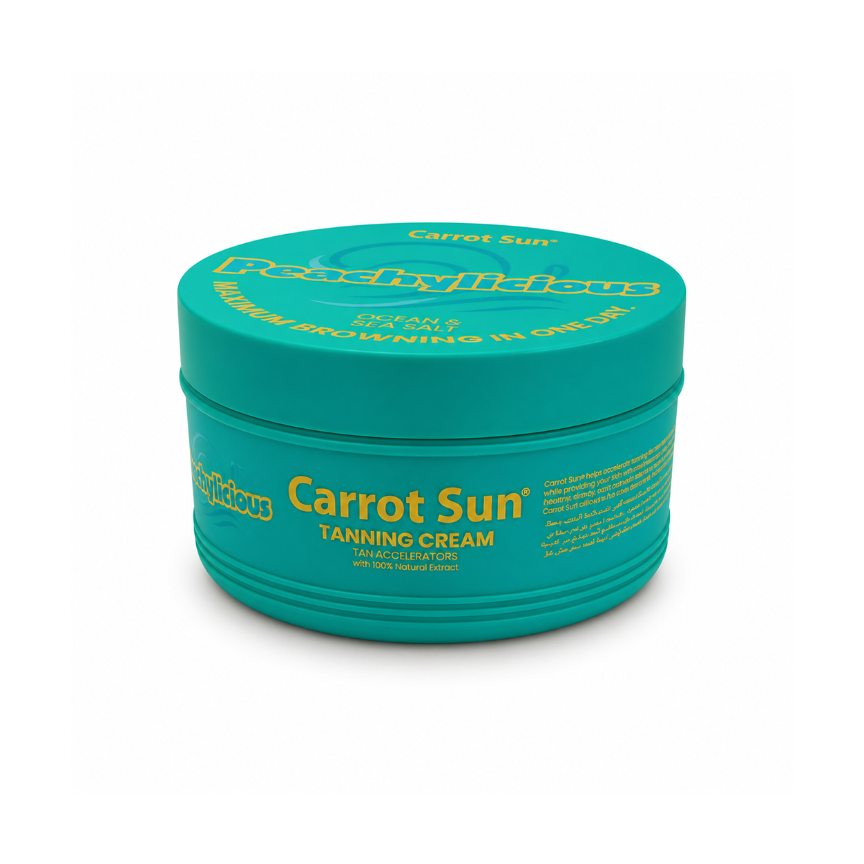 Carrot Sun Beachylicious Tanning Cream 125ml jar, ocean & sea salt formula, tanning cream designed for faster, even browning and skin nourishment