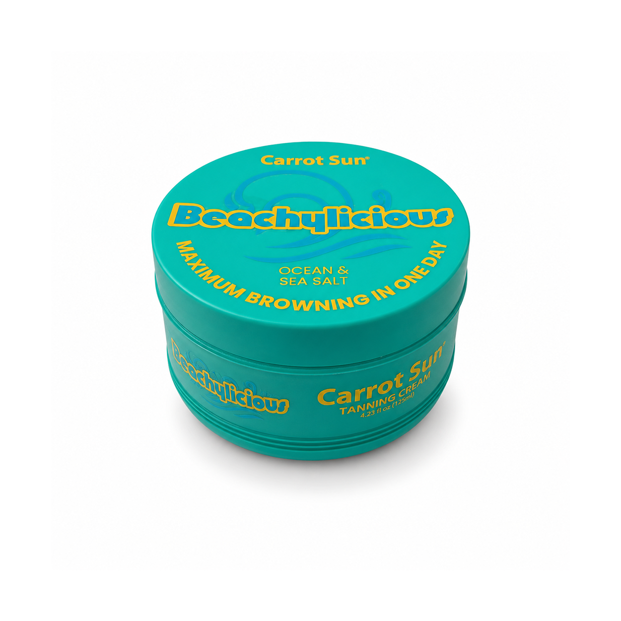 Carrot Sun Beachylicious Tanning Cream 125ml jar, ocean & sea salt formula, tanning cream designed for faster, even browning and skin nourishment