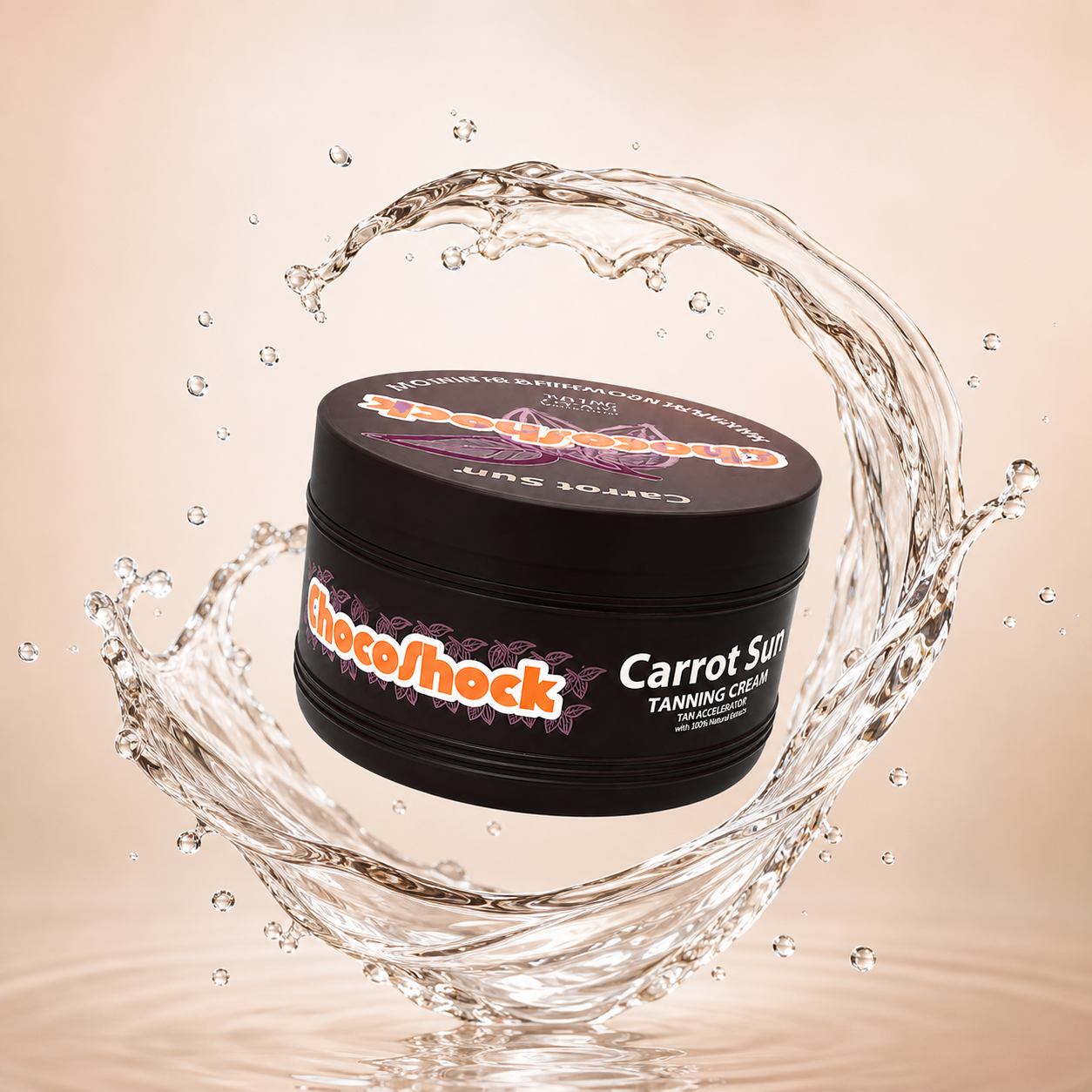 Carrot Sun ChocoShock Tanning Cream 350ml jar, body tanning cream for faster deep bronze tan with nourishing cocoa butter formula