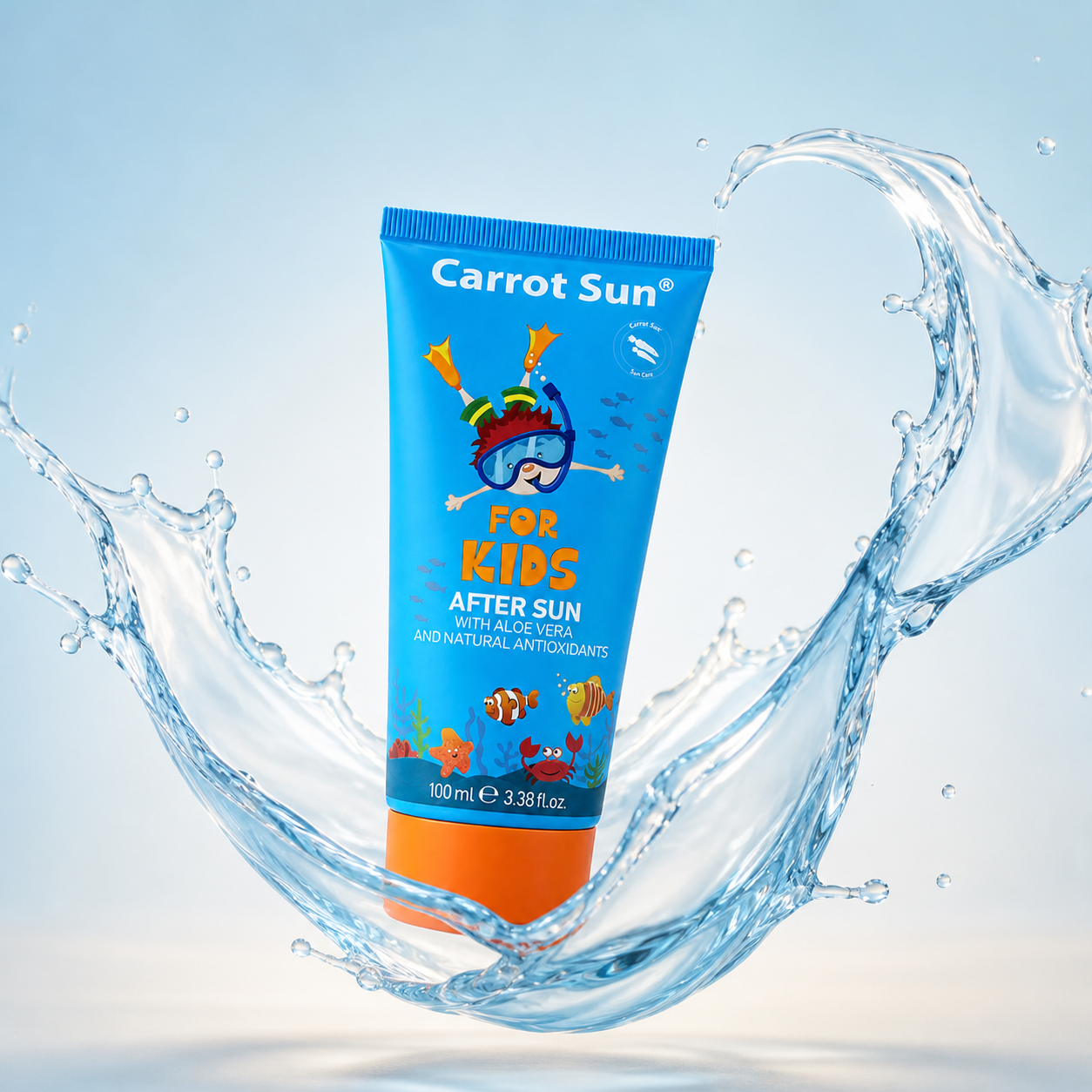 Carrot Sun Kids After Sun Gel Cream 100ml tube for soothing and hydrating sun-exposed skin in children