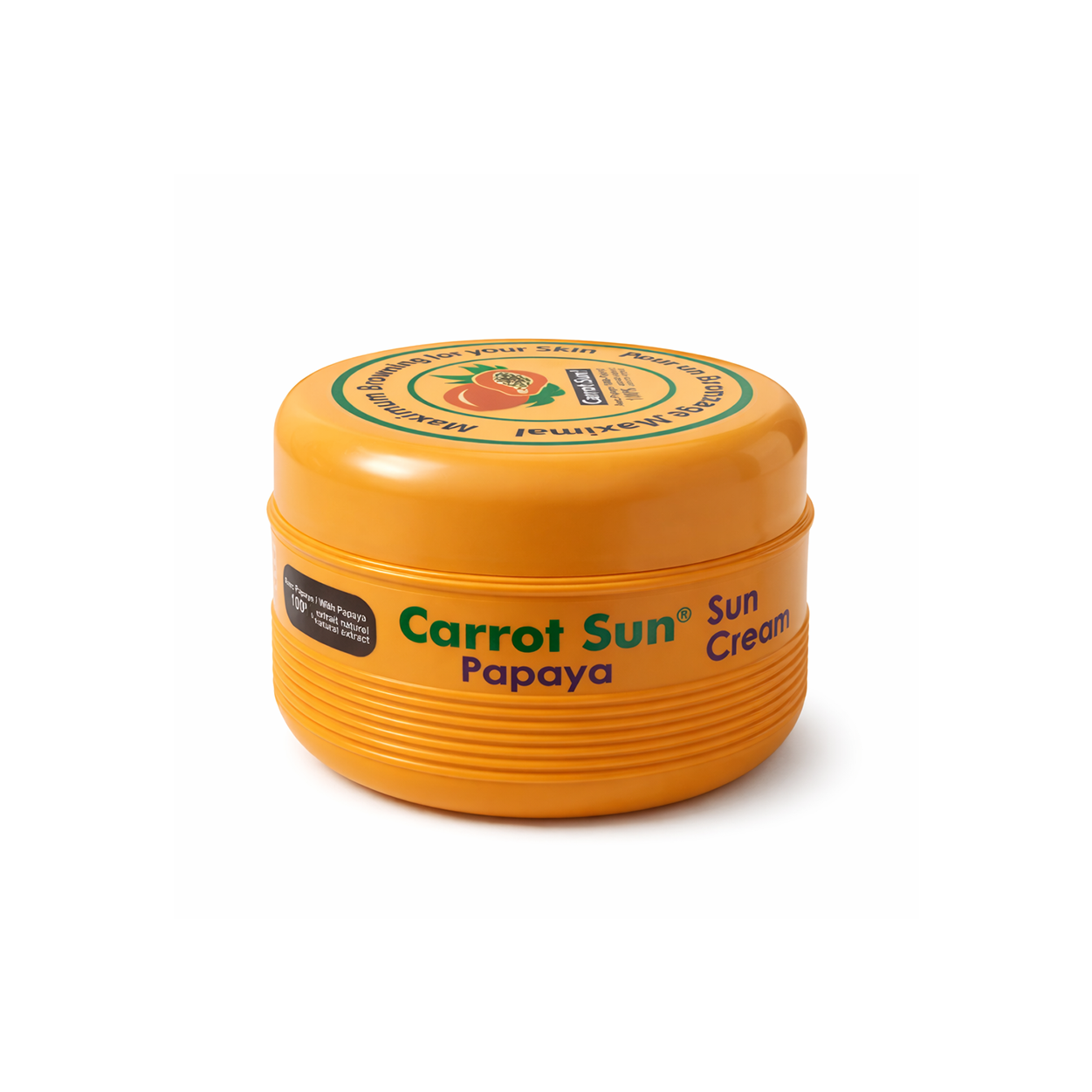 Carrot Sun Papaya Tanning Cream 350ml jar for fast bronzing and deep tan, enriched with natural oils and tyrosine