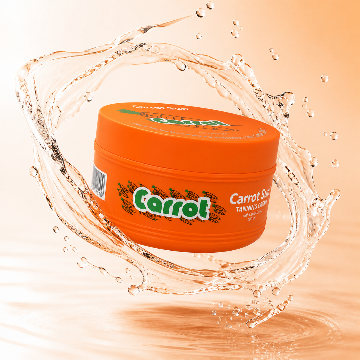 Carrot Sun Tanning Cream 200ml orange jar, fast tanning cream for achieving an even bronze glow while keeping skin soft during sun exposure