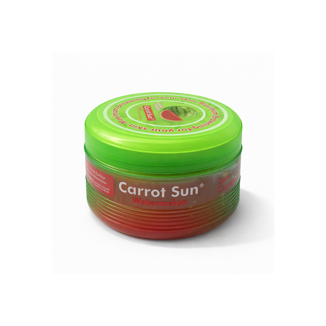 Carrot Sun Watermelon tanning cream jar 200ml with moisturizing oils for fast deep tanning and smooth glowing skin