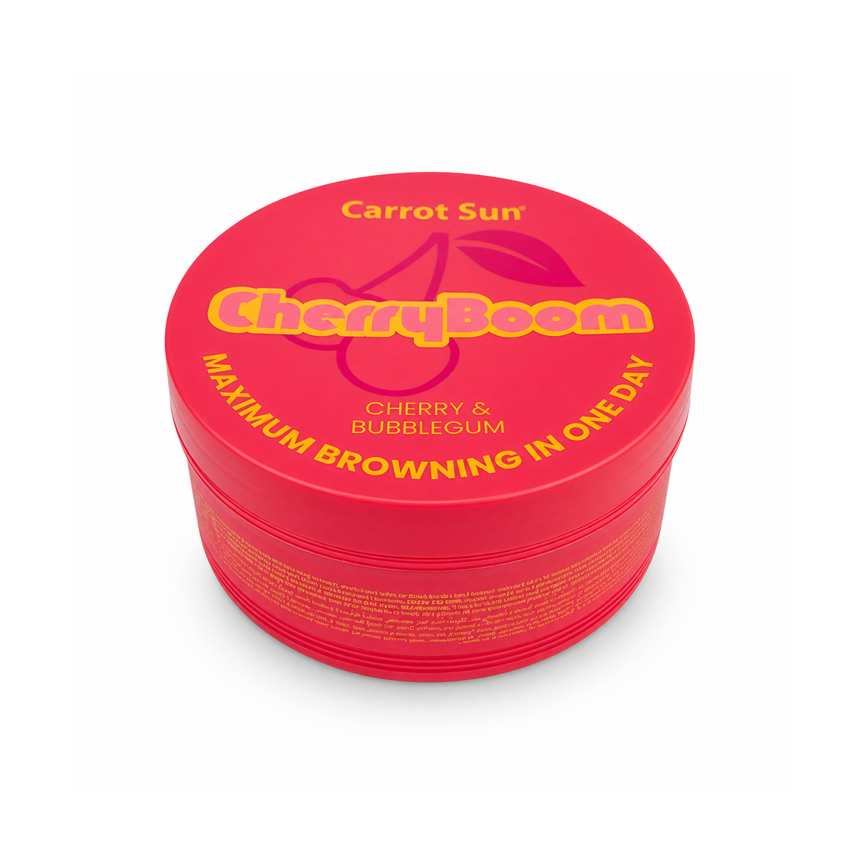 Carrot Sun CherryBoom Cherry & Bubblegum tanning cream 350ml jar for fast browning and deep tan with moisturizing formula