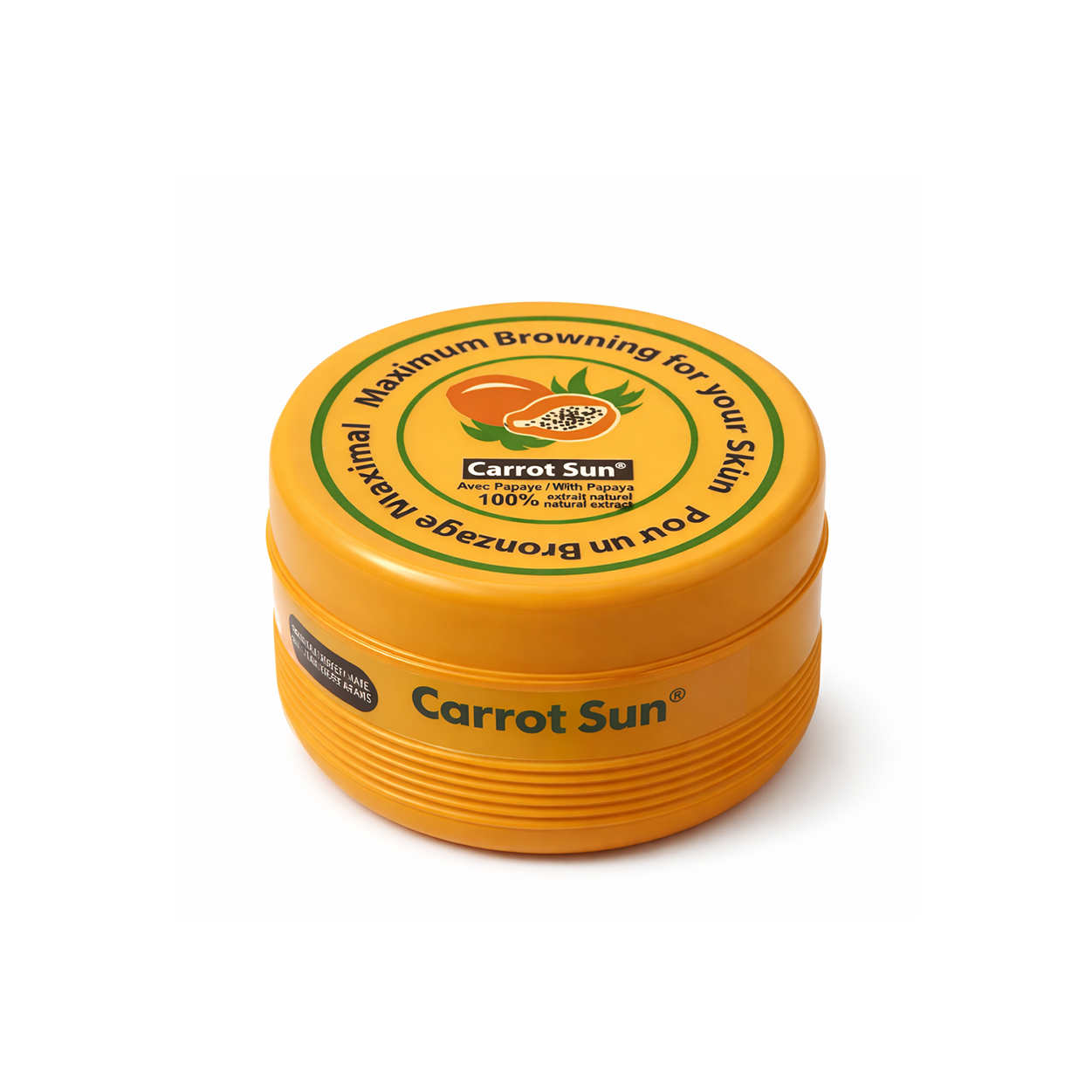 Carrot Sun Papaya Tanning Cream 350ml jar for fast bronzing and deep tan, enriched with natural oils and tyrosine