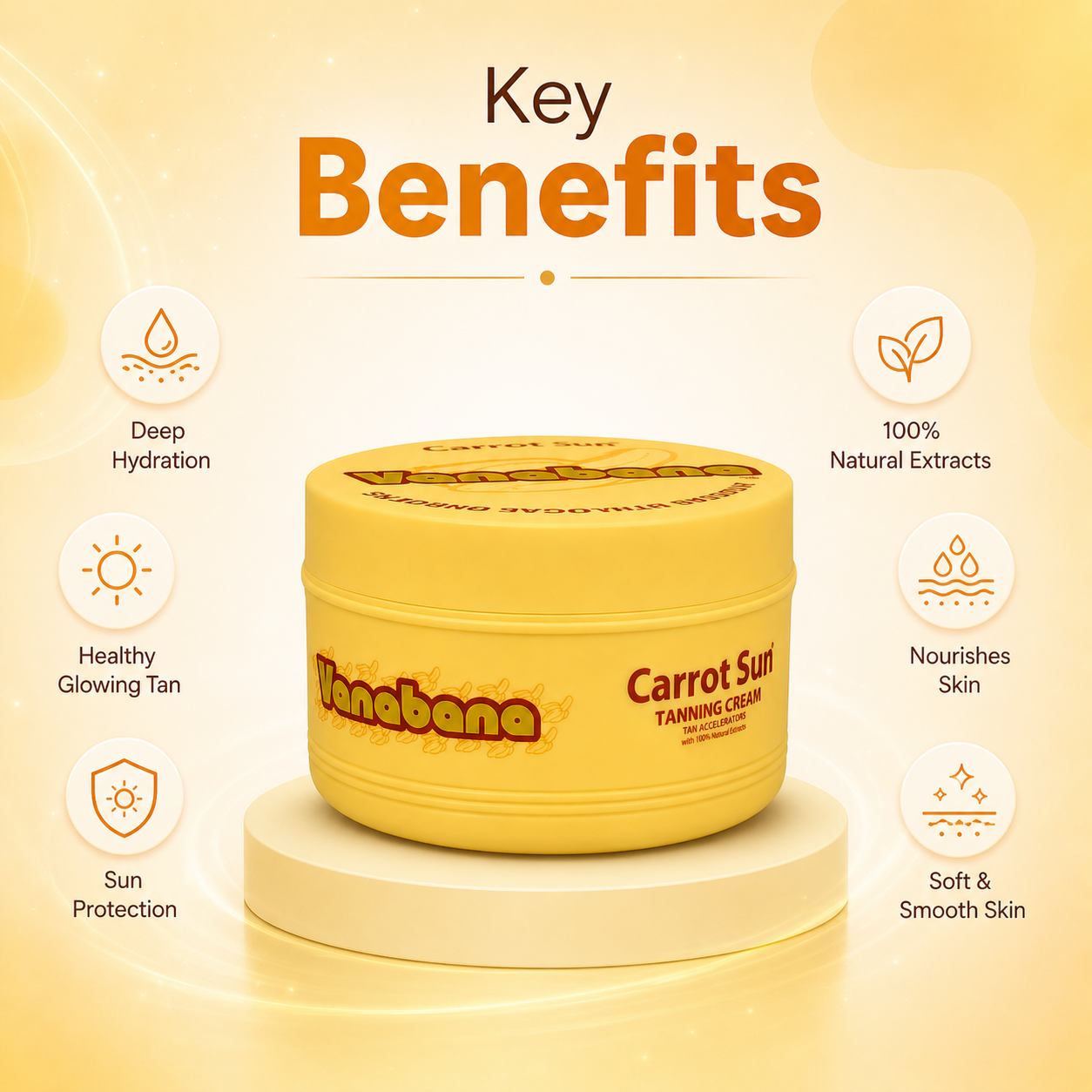 Carrot Sun Vanabana Banana & Vanilla Tanning Cream 350ml jar for fast deep bronze tanning with nourishing skin formula