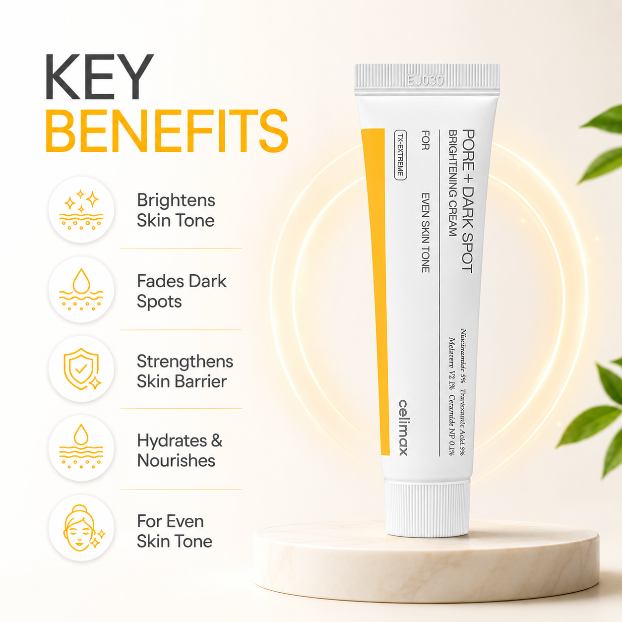 Celimax Pore + Dark Spot Brightening Cream 35ml lightweight face cream for uneven skin tone and dark spot care