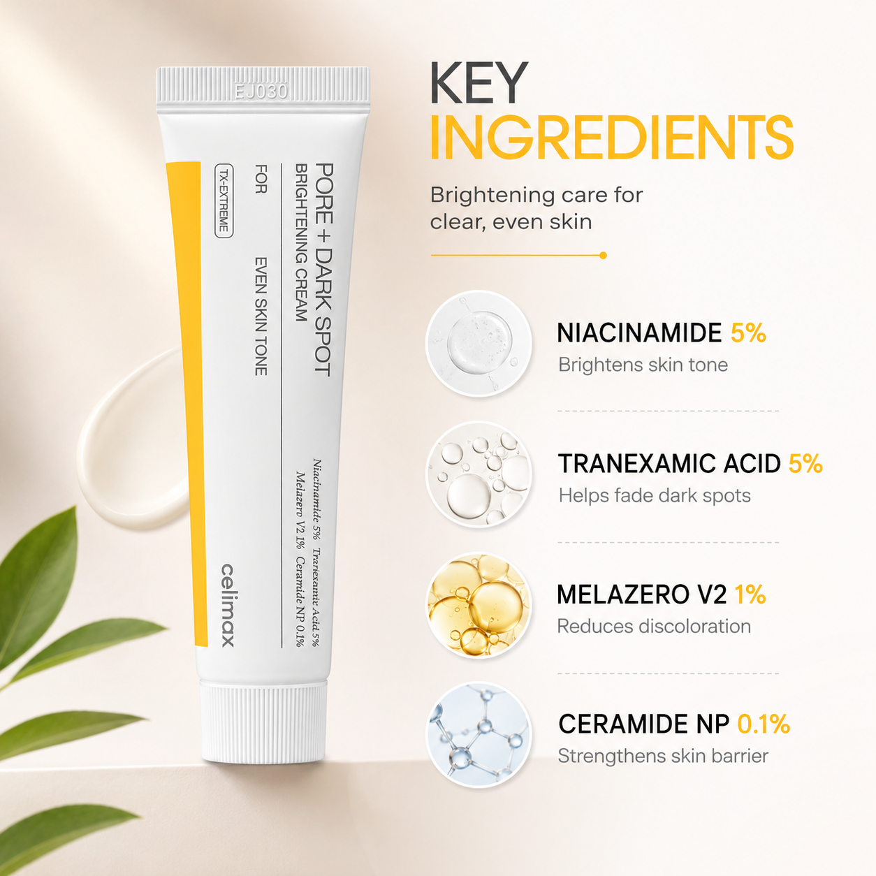 Celimax Pore + Dark Spot Brightening Cream 35ml lightweight face cream for uneven skin tone and dark spot care
