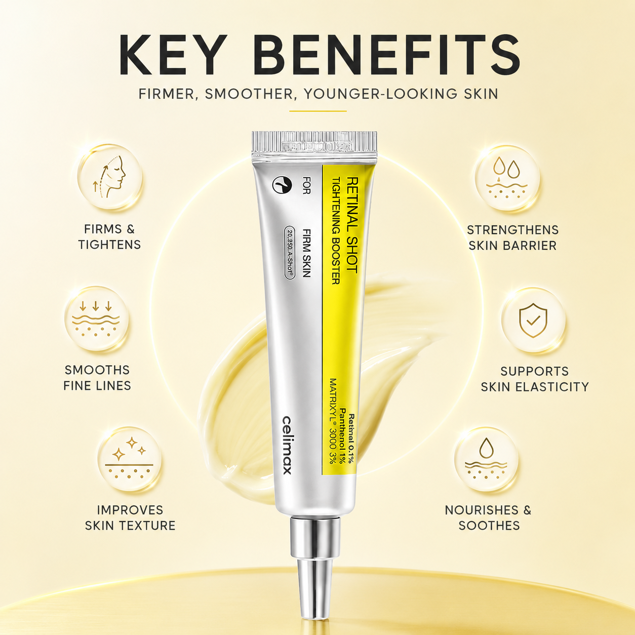 Celimax Retinal Shot Tightening Booster 15ml retinal face serum with Retinal 0.1% for firmer skin and smoother-looking texture