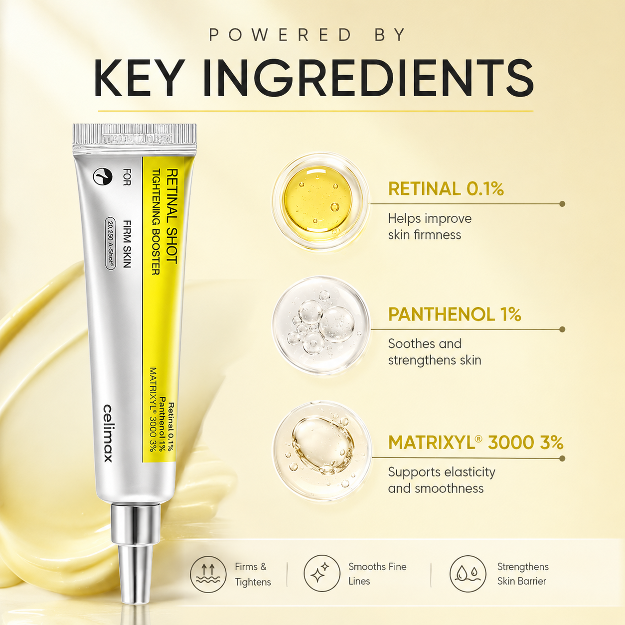 Celimax Retinal Shot Tightening Booster 15ml retinal face serum with Retinal 0.1% for firmer skin and smoother-looking texture