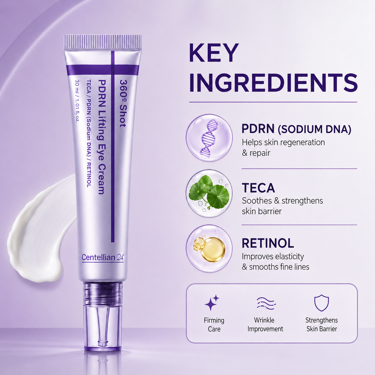 Centellian24 PDRN Lifting Eye Cream 30ml anti-aging eye cream with TECA, PDRN and Retinol for firmer, smoother under-eye skin.