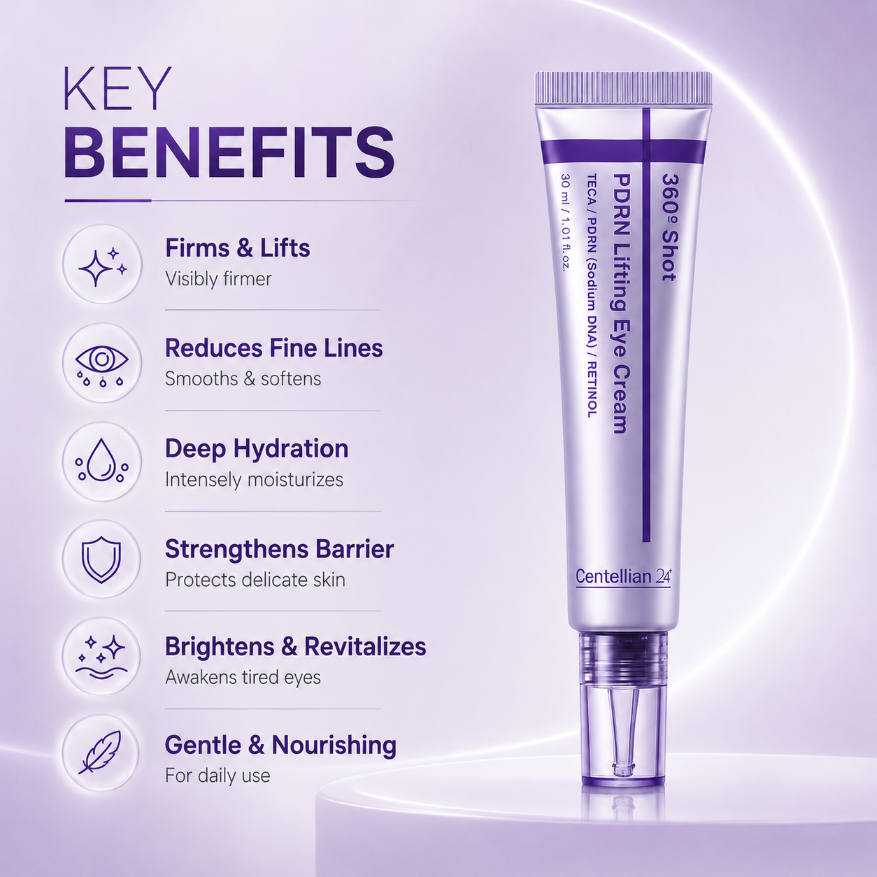 Centellian24 PDRN Lifting Eye Cream 30ml anti-aging eye cream with TECA, PDRN and Retinol for firmer, smoother under-eye skin.