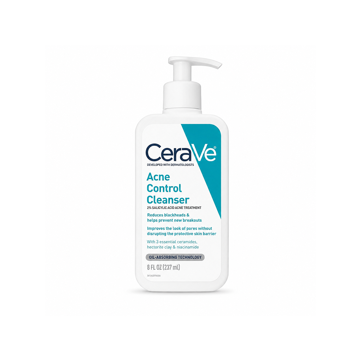 CeraVe Acne Control Cleanser 237ml acne facial cleanser with 2% salicylic acid for blackheads and breakouts