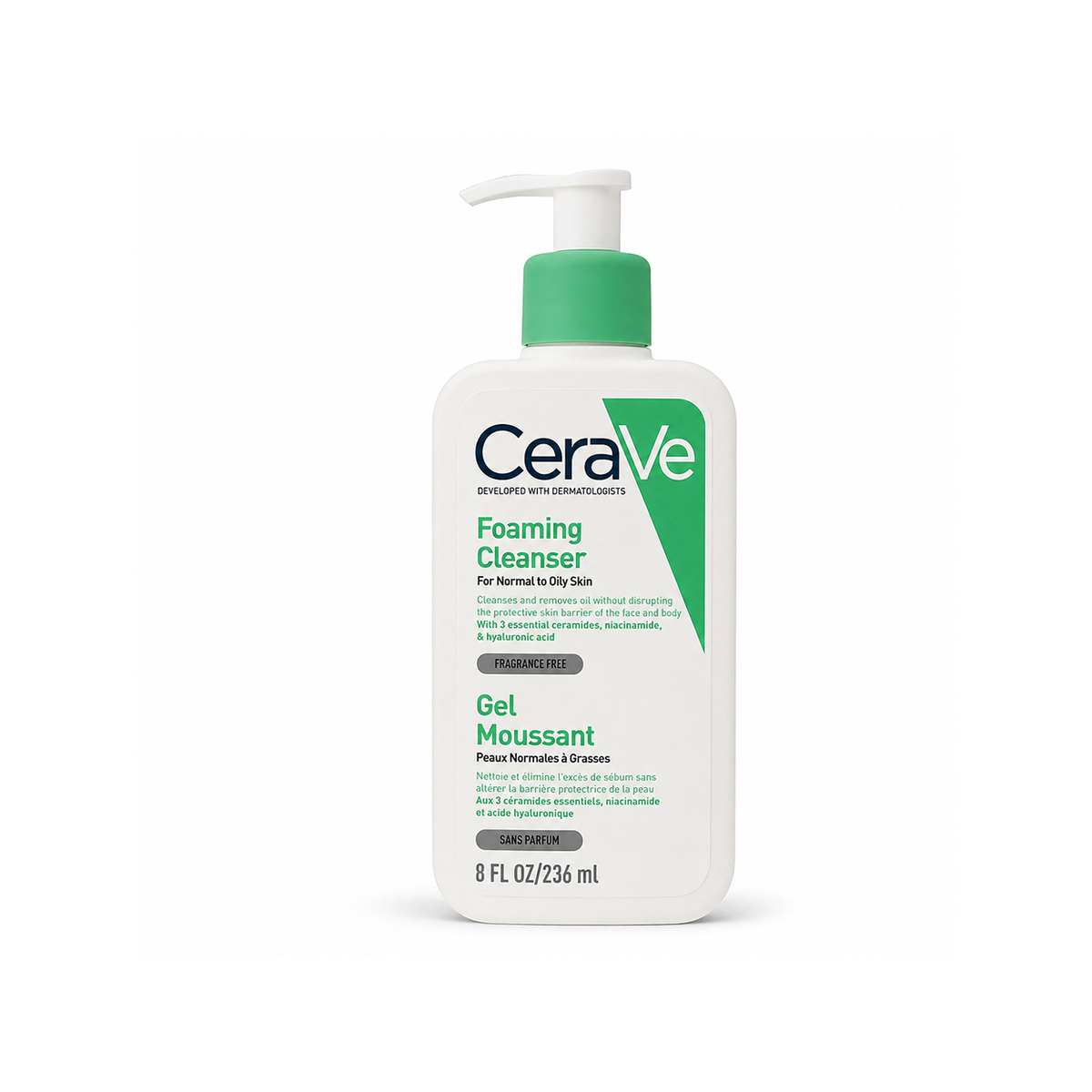 CeraVe Foaming Cleanser for Normal to Oily Skin 236ml, foaming facial cleanser that removes excess oil and supports skin barrier.