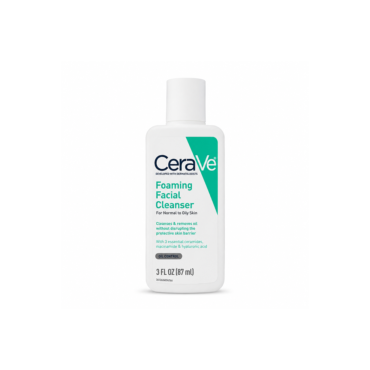 CeraVe Foaming Facial Cleanser 87ml for normal to oily skin, removes excess oil with gentle barrier-supporting cleansing.