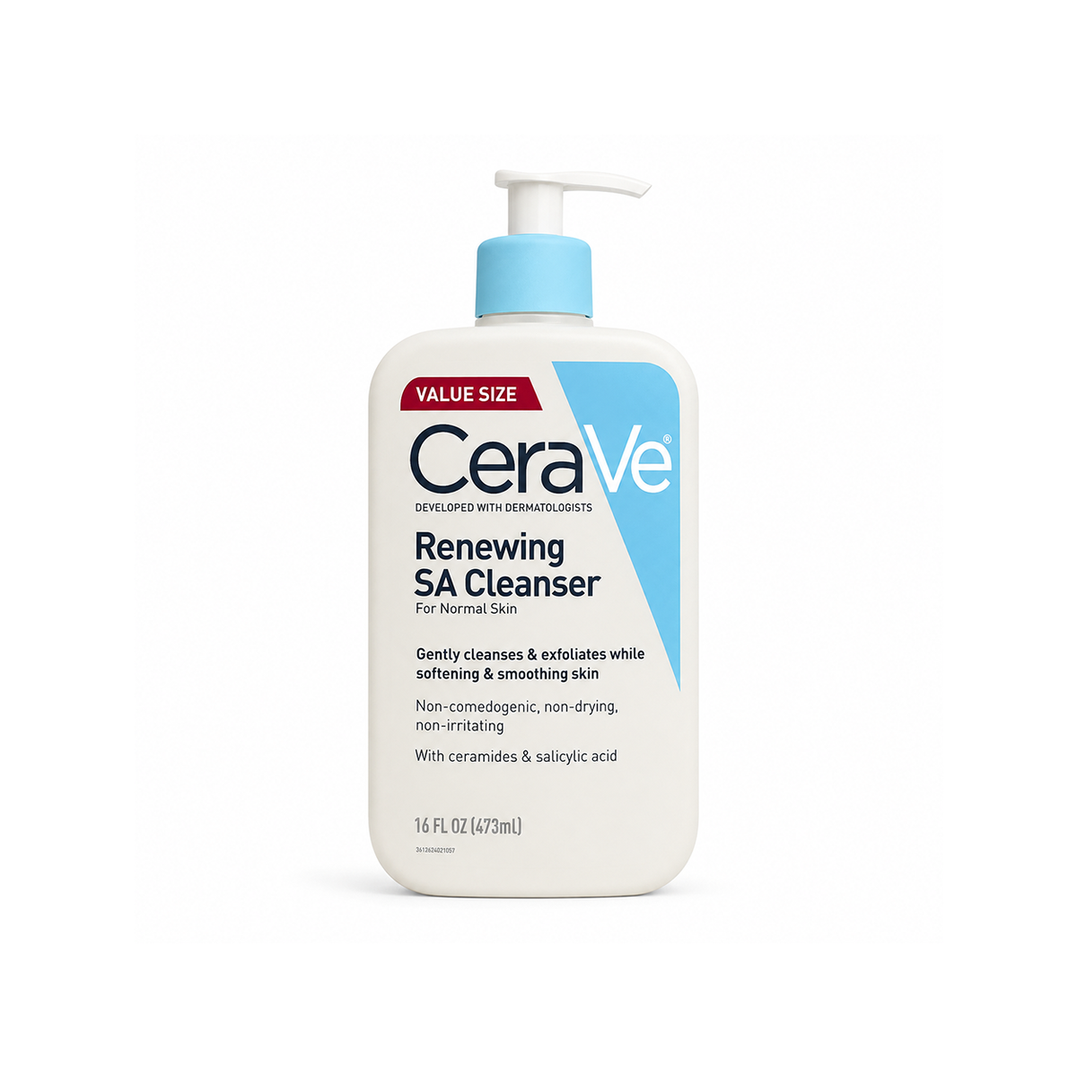 CeraVe Renewing SA Cleanser salicylic acid facial cleanser for normal skin 473ml, gently exfoliates and smooths skin