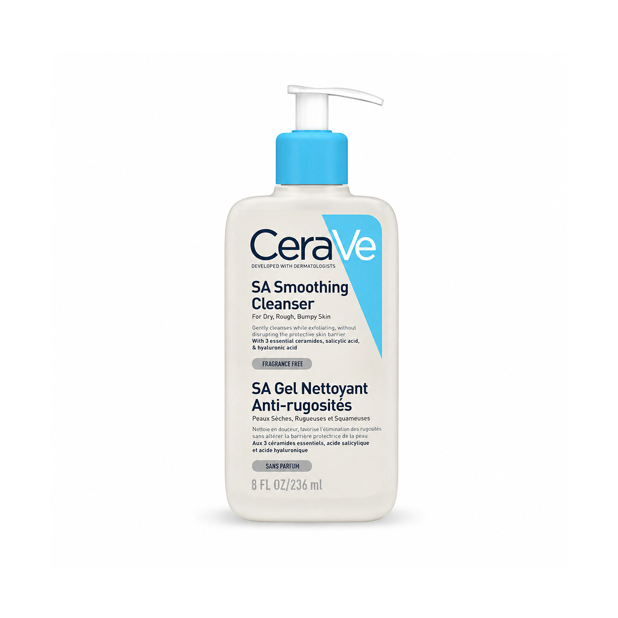 CeraVe SA Smoothing Cleanser 236ml exfoliating facial cleanser with salicylic acid for rough, bumpy skin and smoother texture.