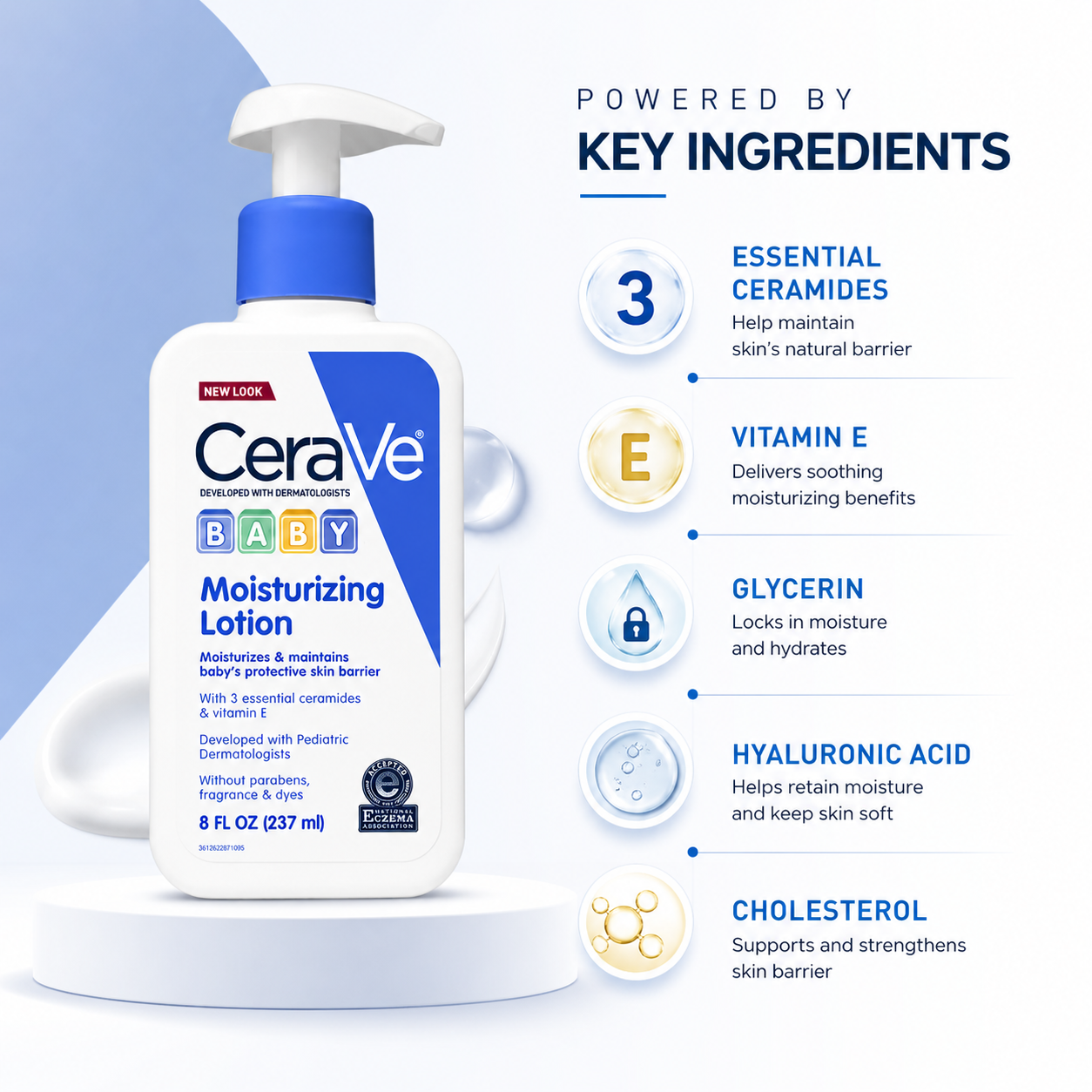 CeraVe Baby Moisturizing Lotion 237ml bottle, baby lotion for sensitive skin, helps hydrate and protect delicate skin barrier