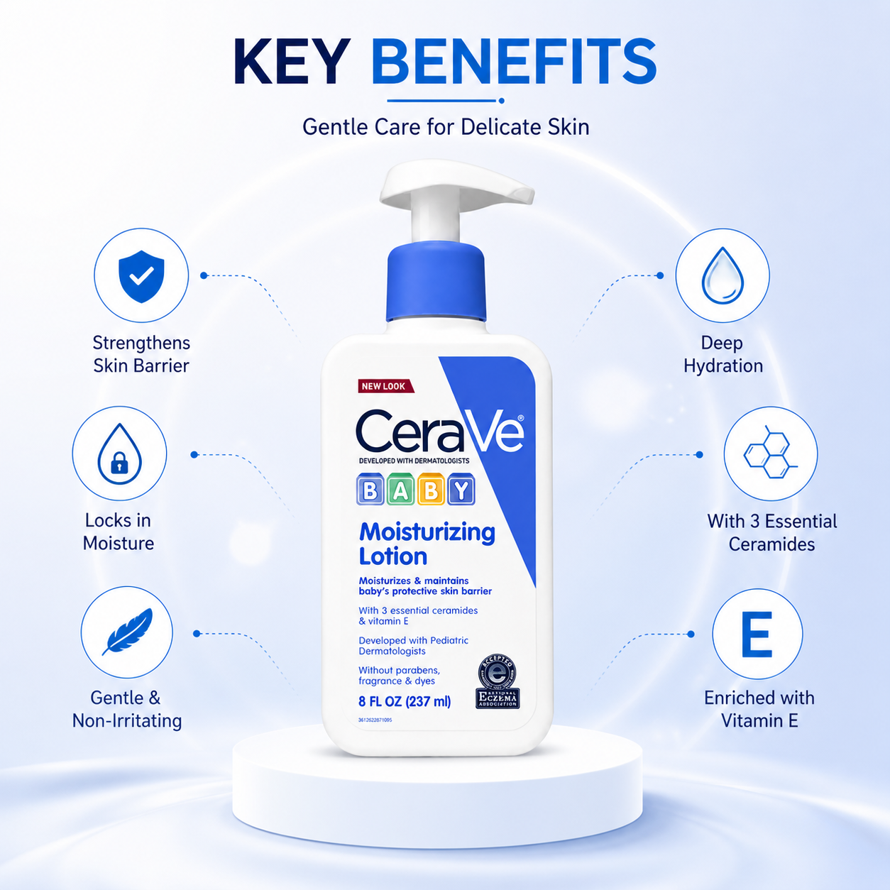 CeraVe Baby Moisturizing Lotion 237ml bottle, baby lotion for sensitive skin, helps hydrate and protect delicate skin barrier