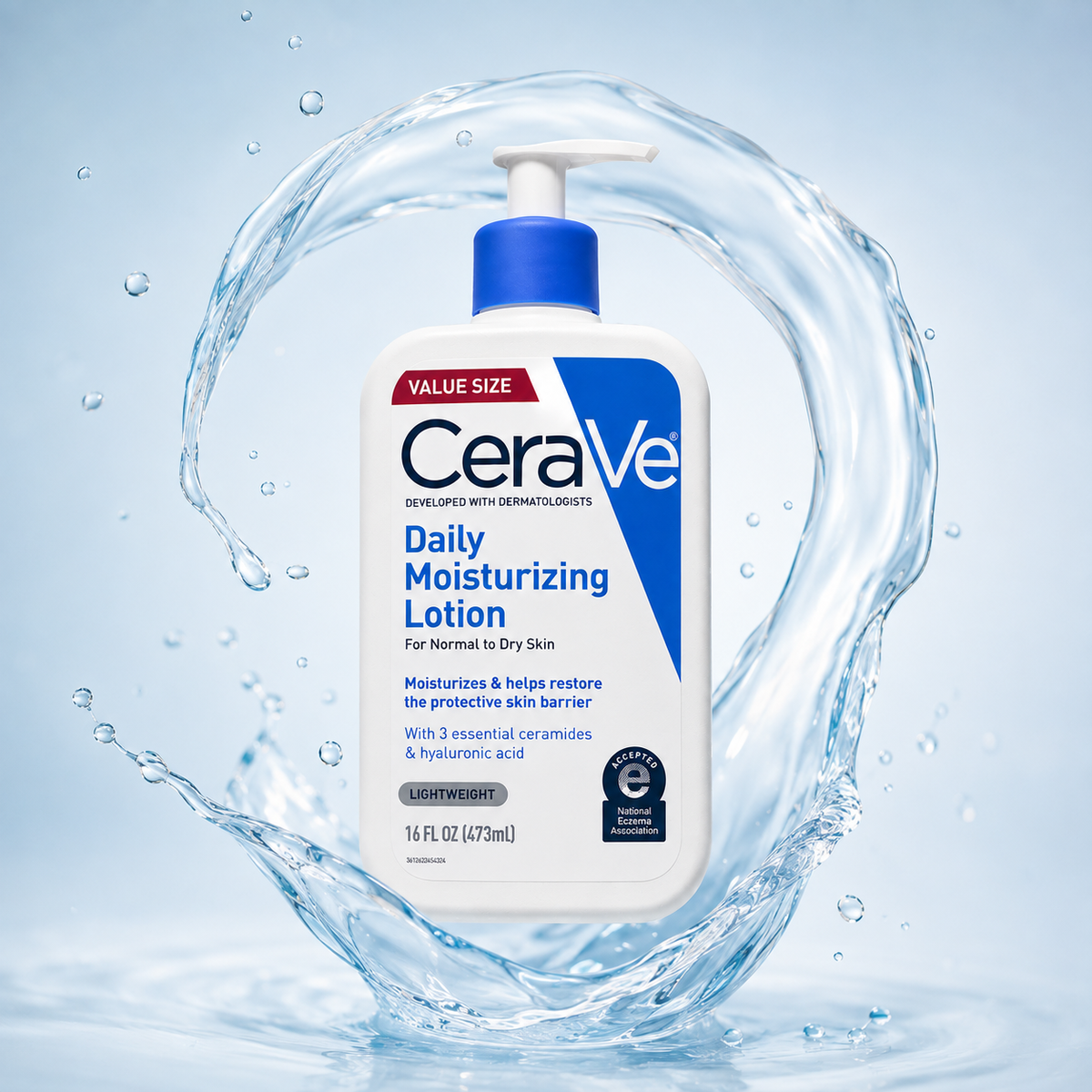 CeraVe Daily Moisturizing Lotion 16 FL OZ 473ml, lightweight moisturizer for normal to dry skin with barrier support