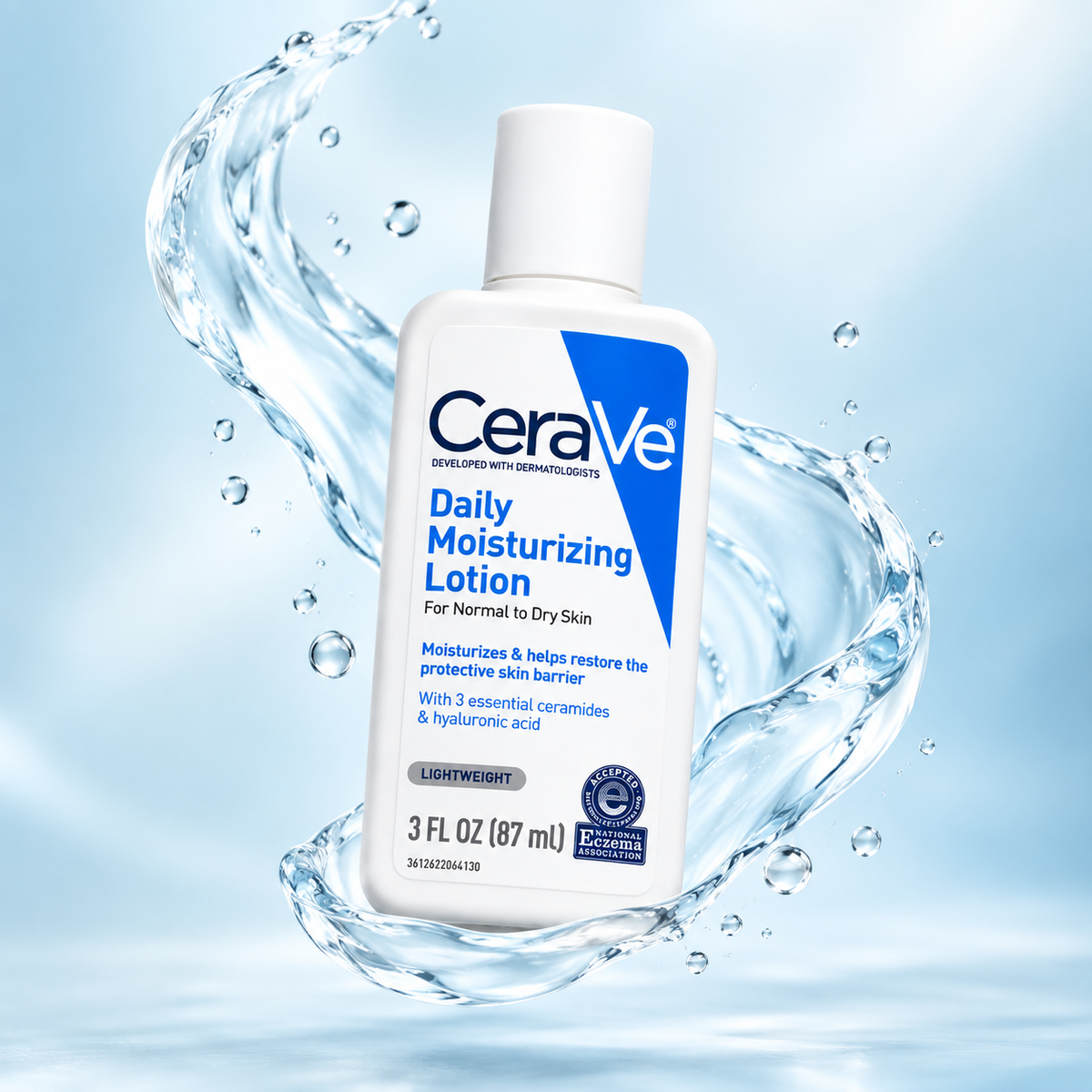 CeraVe Daily Moisturizing Lotion For Normal to Dry Skin 87ml, lightweight daily moisturizer for dry skin