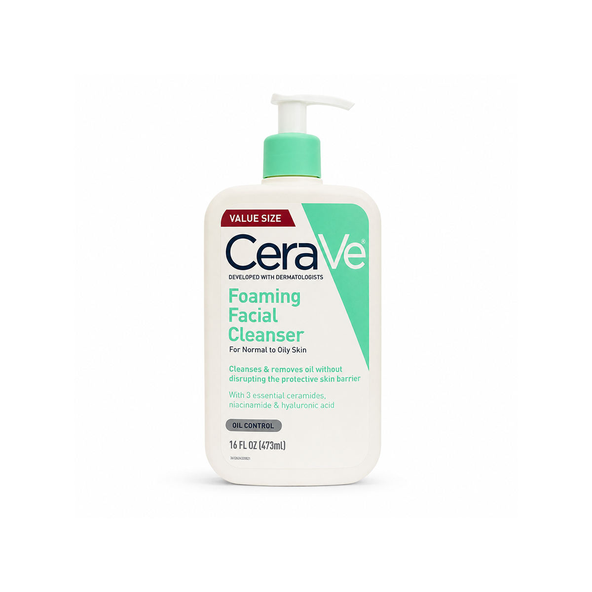 CeraVe Foaming Facial Cleanser 473ml foaming face wash for normal to oily skin with oil control and ceramides