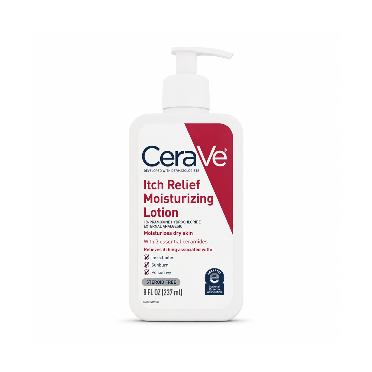 CeraVe Itch Relief Moisturizing Lotion 237ml body lotion with pramoxine for fast itch relief and lasting hydration for dry skin.