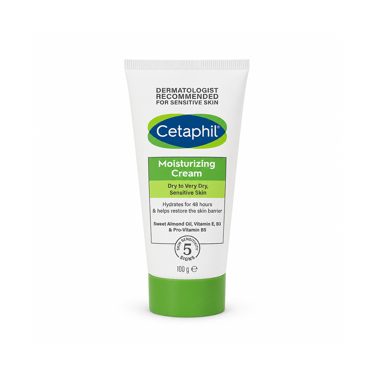 Cetaphil Moisturizing Cream Dry To Very Dry, Sensitive Skin 100g moisturizing cream providing 48-hour hydration and skin barrier support.
