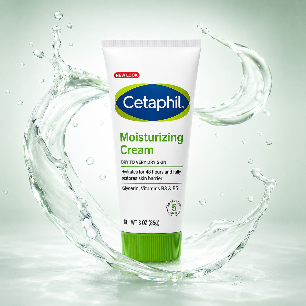 Cetaphil Moisturizing Cream Dry To Very Dry Skin 85g moisturizing cream tube providing 48-hour hydration and skin barrier repair