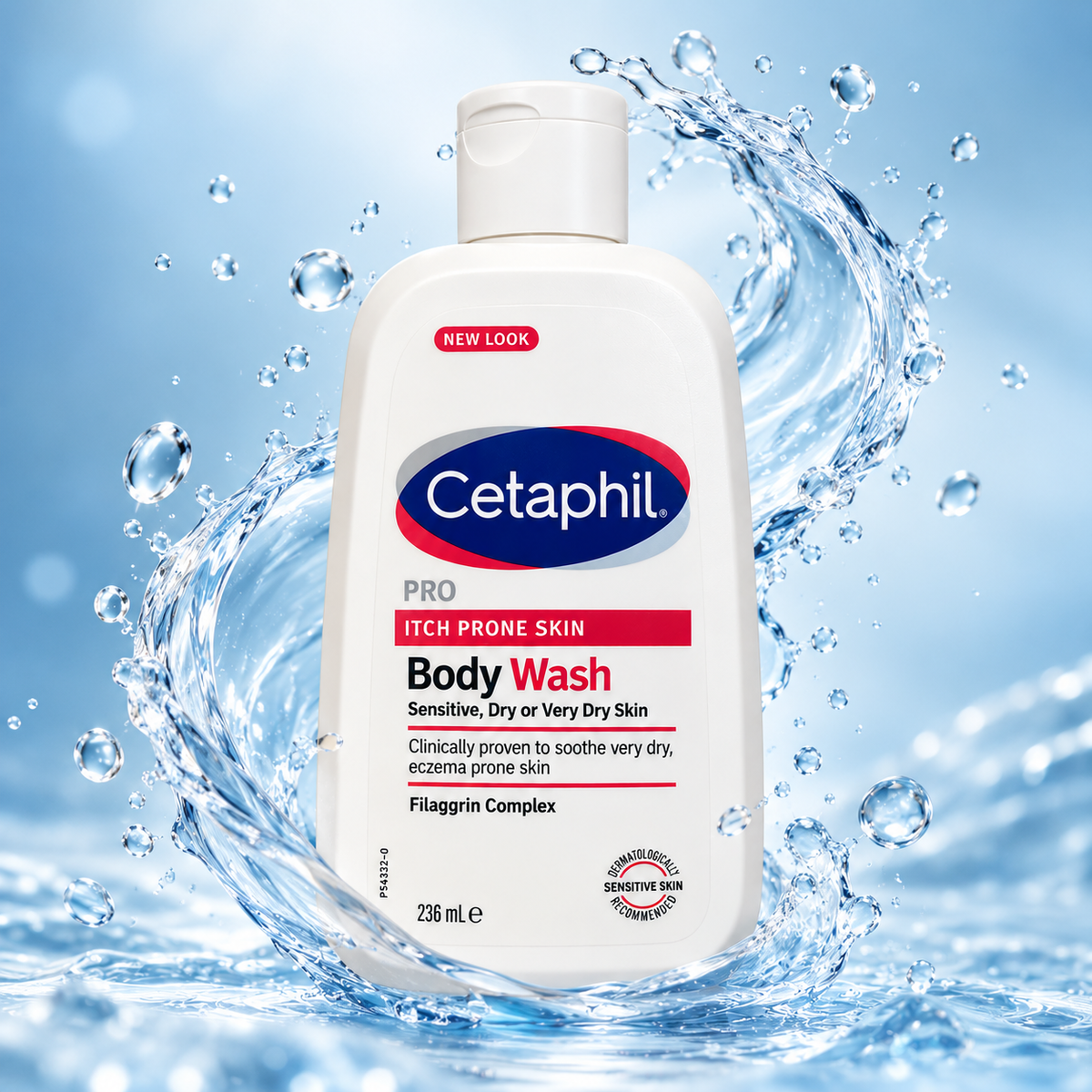 Cetaphil PRO Itch Prone Skin Body Wash 236ml for sensitive, very dry skin, designed to gently cleanse and soothe itch-prone skin.