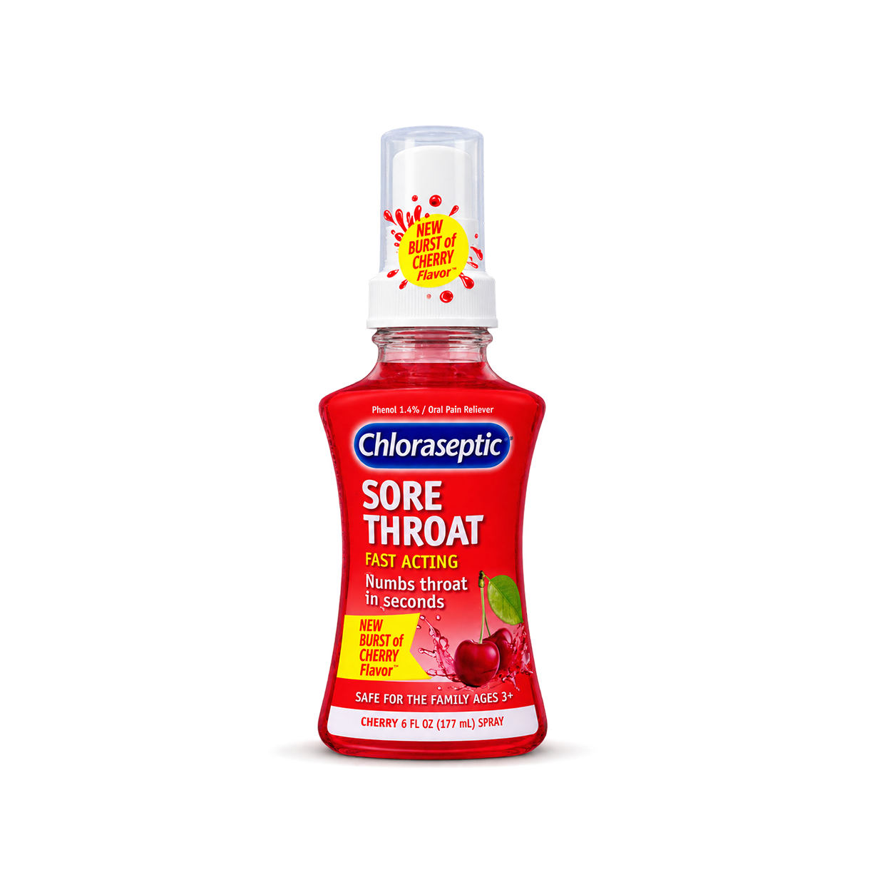 Chloraseptic Sore Throat Cherry 177ml spray for fast-acting sore throat and oral pain relief